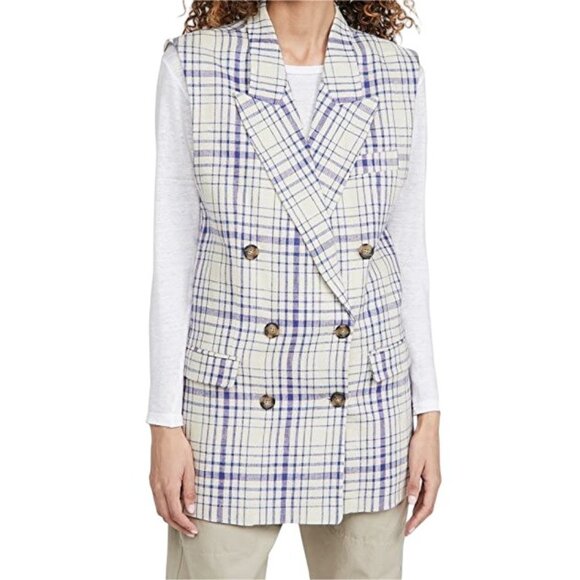 ISABEL MARANT Etoile Plaid Sleeveless Blazer Vest Size 40 / US 10 - Picture 1 of 11